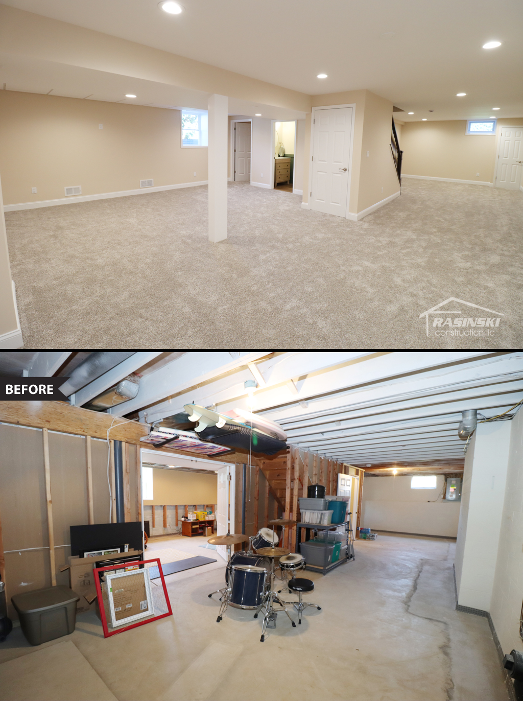 Mercer county NJ finished basement project by Rasinski Construction | RasinskiConstructionNJ.com